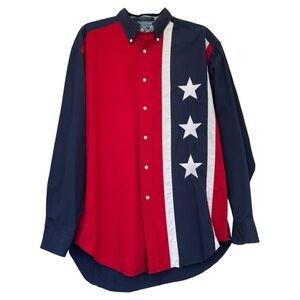 TOMMY HILFIGER American Flag Shirt Size M Cotton Western Rodeo Patriotic USA